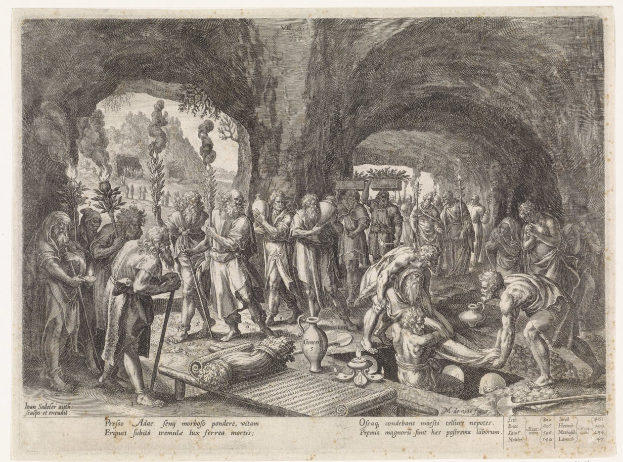 Adams begravelse Historien om Sets familie / Bedømme de gode og de dårlige (serietitel) Bonorum et Malorum consensio (serietitel) af Johann Sadeler (I)
