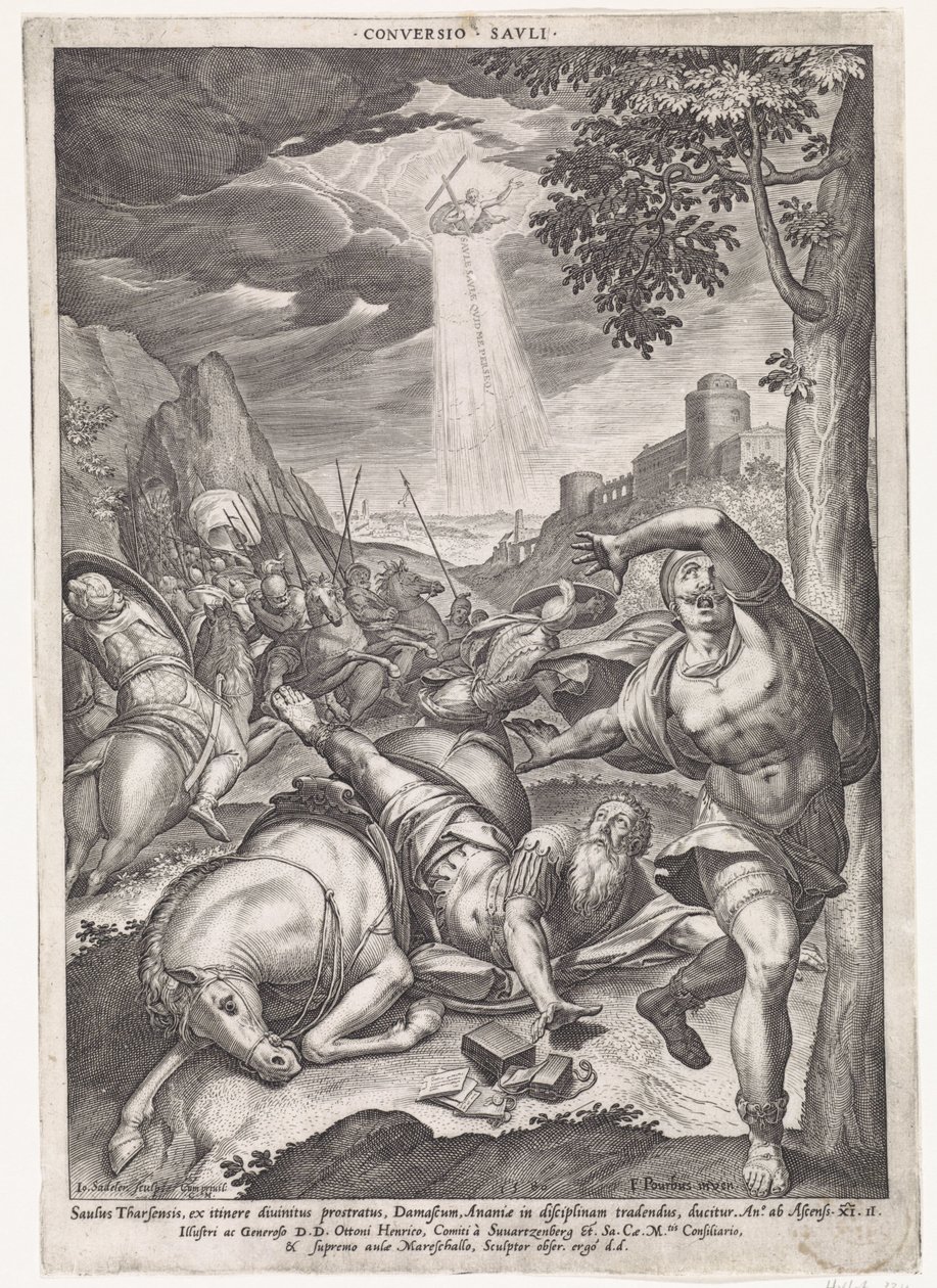 Bekering van Paulus Konvertering af Savli (titel på objekt) af Johann Sadeler (I)