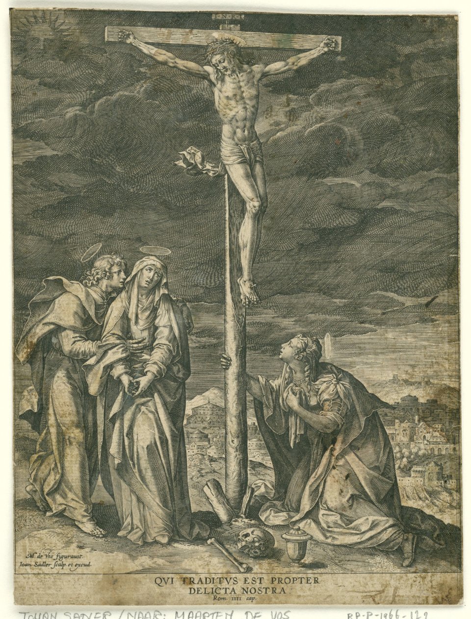 Kristus på korset, med Maria, Johannes og Maria Magdalene af Johann Sadeler (I)