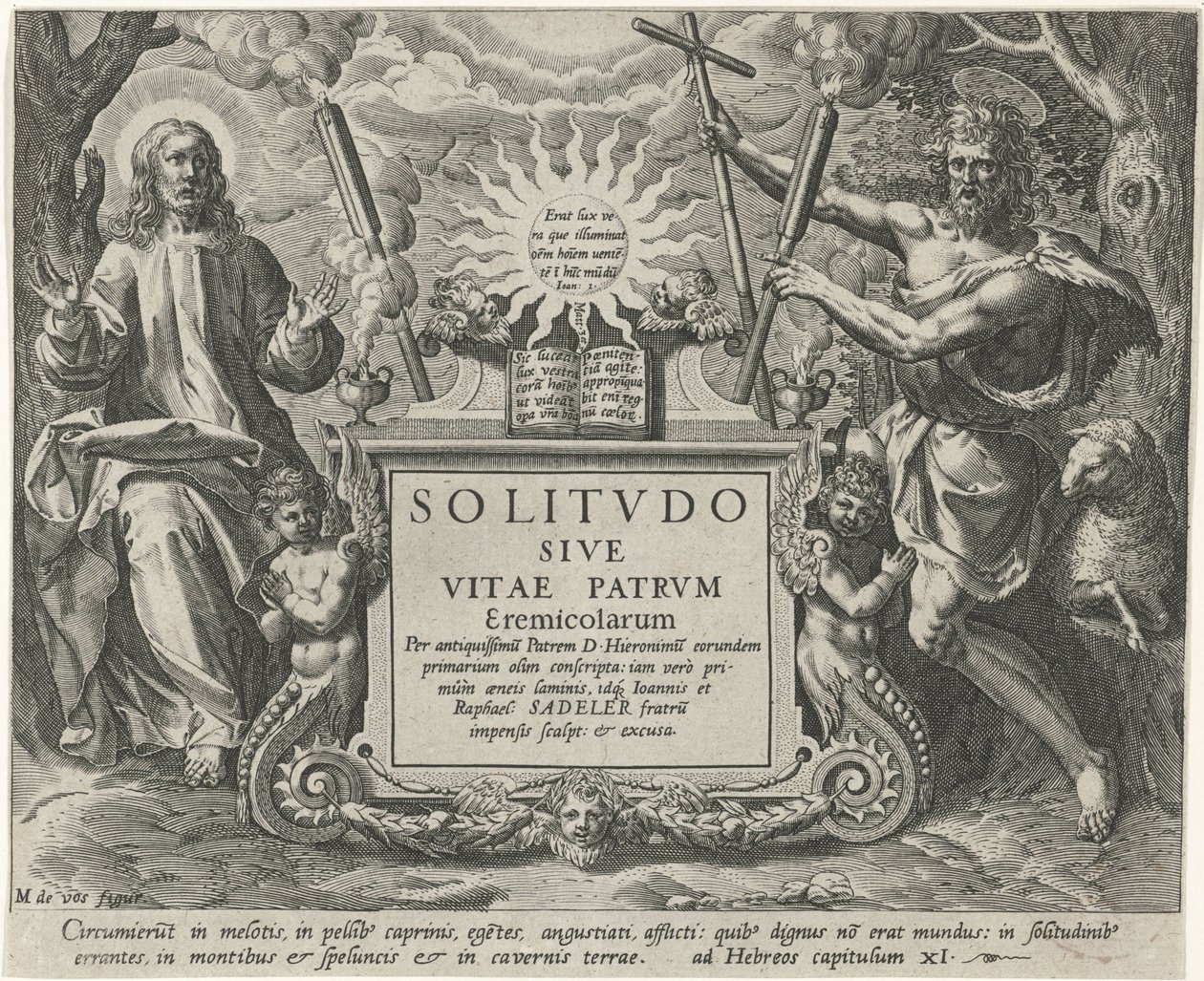 Christ og Johannes de Doper Mannelijke kluizenaars (serietitel) Solitude or the Life of the Eremit Fathers (serietitel) Solitvdo Sive Vitae Patrvm Eremicolarum (serietitel på objekt) af Johann Sadeler (I)