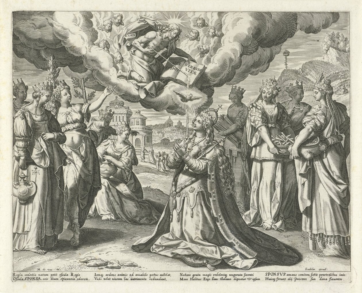 Kristus giver sit blod til sin brud Song of Solomon (serietitel) Canticum Canticorum (serietitel) af Johann Sadeler (I)