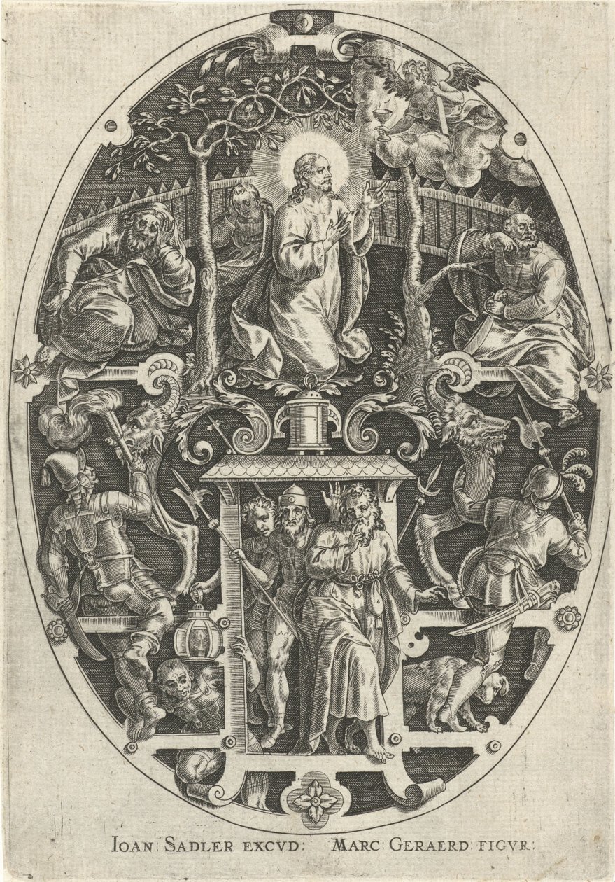 Kristus i Getsemane have Passie van Christus (serietitel) The Passion of Christ, Our Redemption (serietitel) af Johann Sadeler (I)
