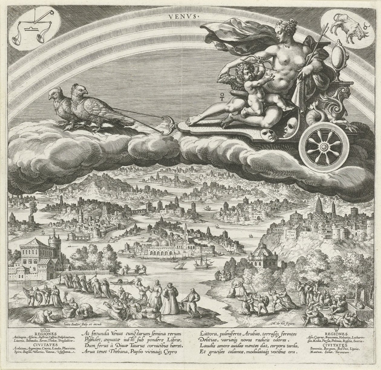 Planeten Venus og dens indflydelse på verden De syv planeter (serietitel) Planetarum effectus et eorum i stjernetegn (serietitel) af Johann Sadeler (I)