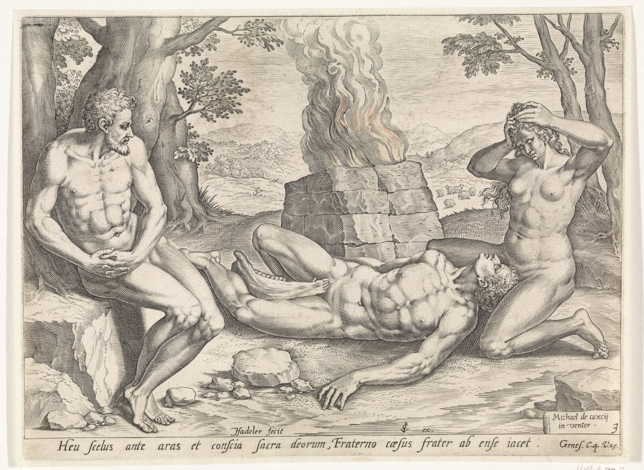 Eva sørger over døden for Abel Historien om Kain og Abel (serietitel) af Johann Sadeler (I)