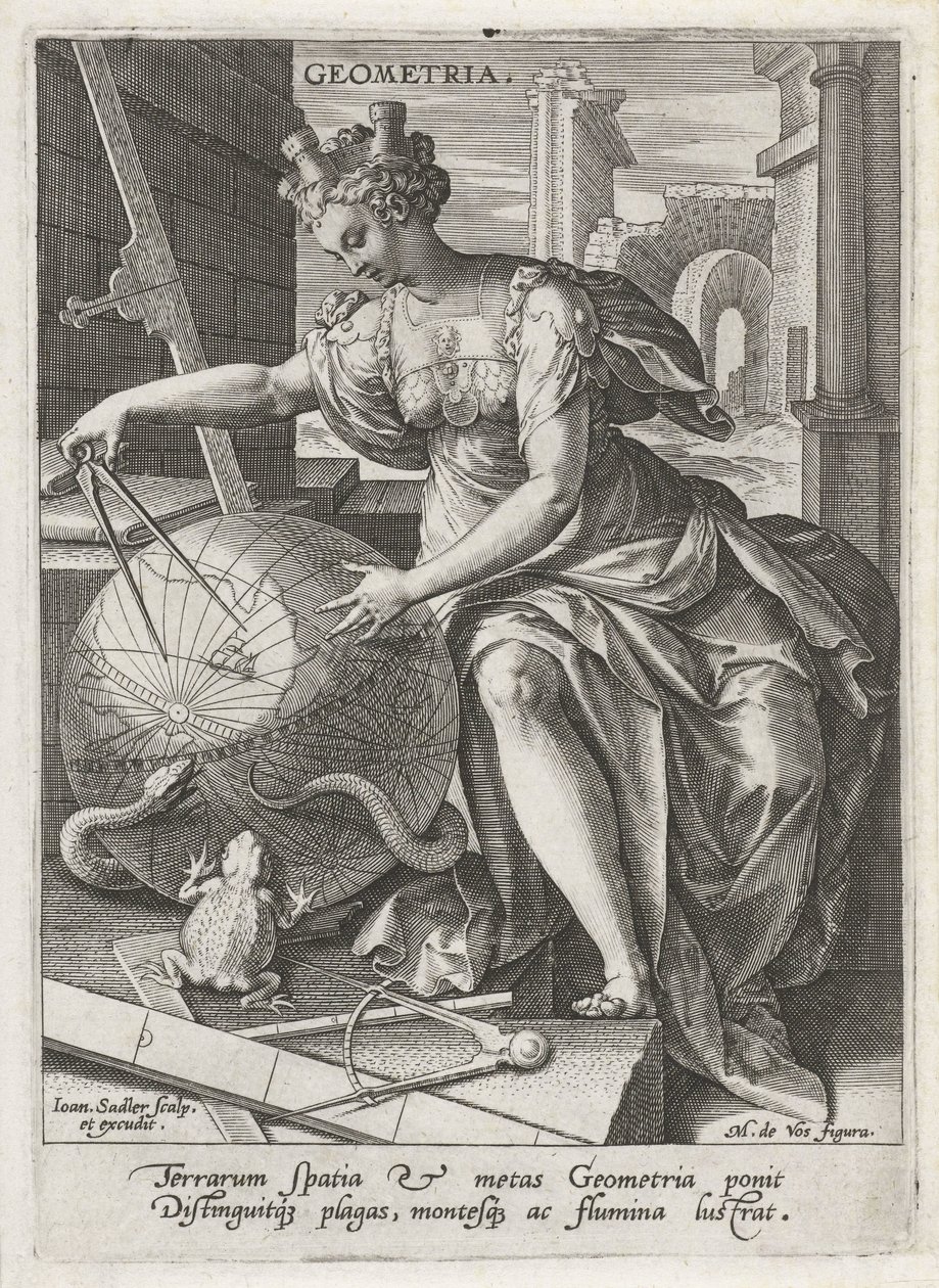 Geometri Geometri (titel på objekt) De syv liberale kunster (artes liberales) (serietitel) af Johann Sadeler (I)