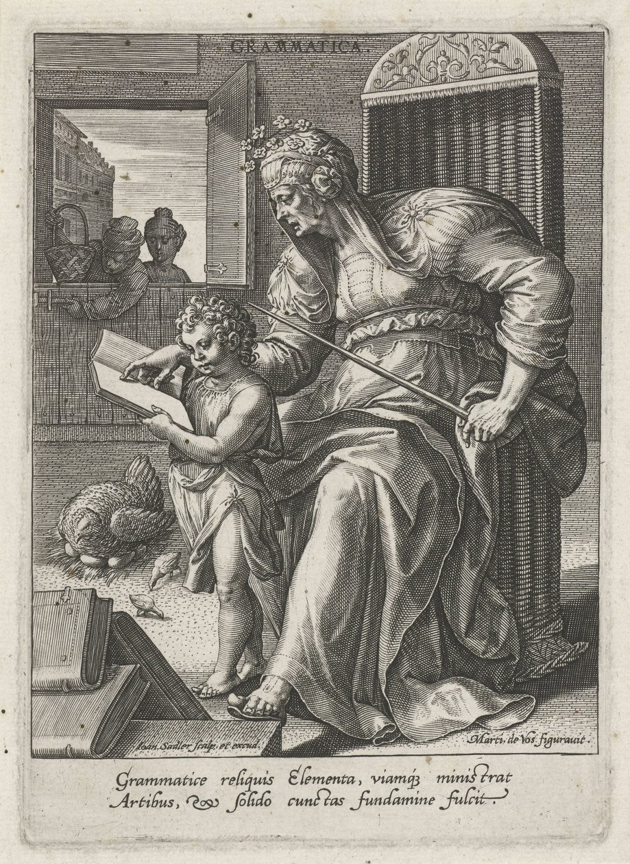 Grammatik (titel på objekt) De syv liberale kunster (artes liberales) (serietitel) af Johann Sadeler (I)