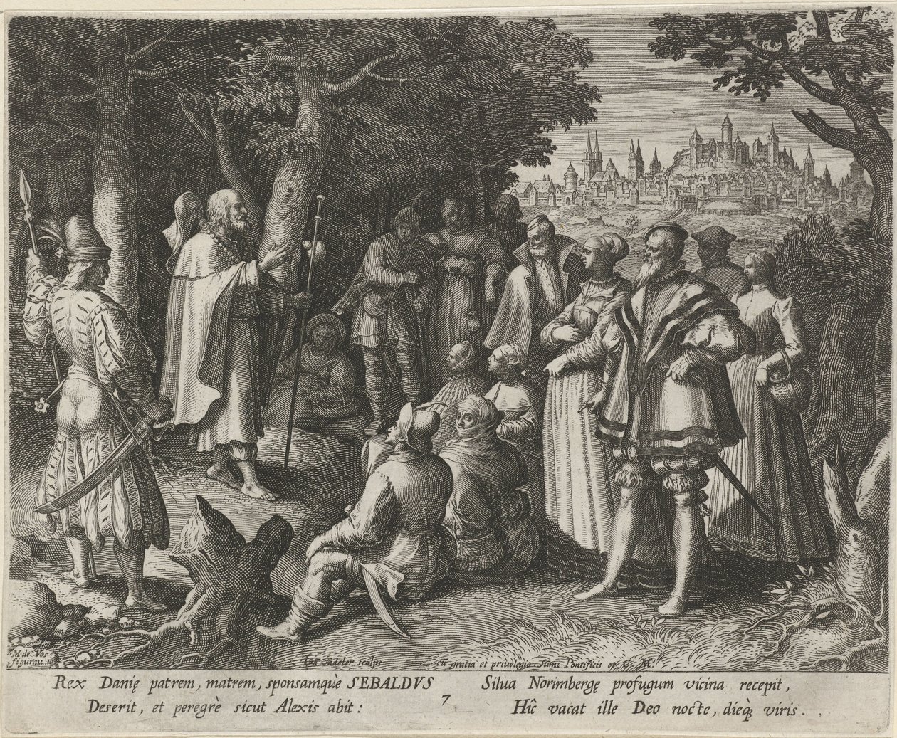 Sankt Sebaldus af Nürnberg som eneboer Eremitternes dydige liv (serietitel) Trophaeum vitae solitariae (serietitel) af Johann Sadeler (I)