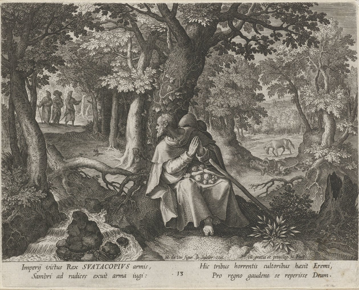 Sankt Suatacopius som Eremit Eremitternes dydige liv (serietitel) Trophaeum vitae solitariae (serietitel) af Johann Sadeler (I)