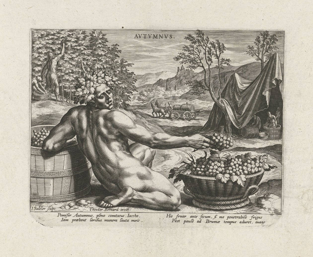 Efterår Autumn Vs (titel på objekt) De fire årstider (serietitel) af Johann Sadeler (I)