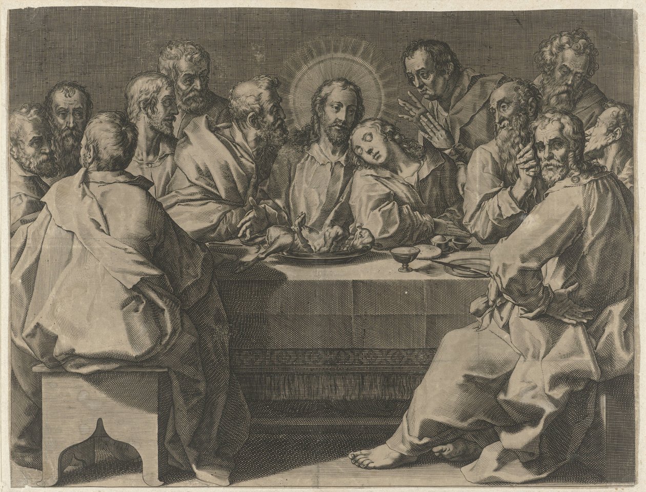 Sidste aftensmad Coeni domini (titel på objekt) af Johann Sadeler (I)