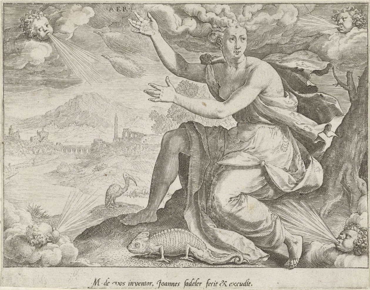 Himmel Aer (titel på objekt) De fire elementer (serietitel) af Johann Sadeler (I)