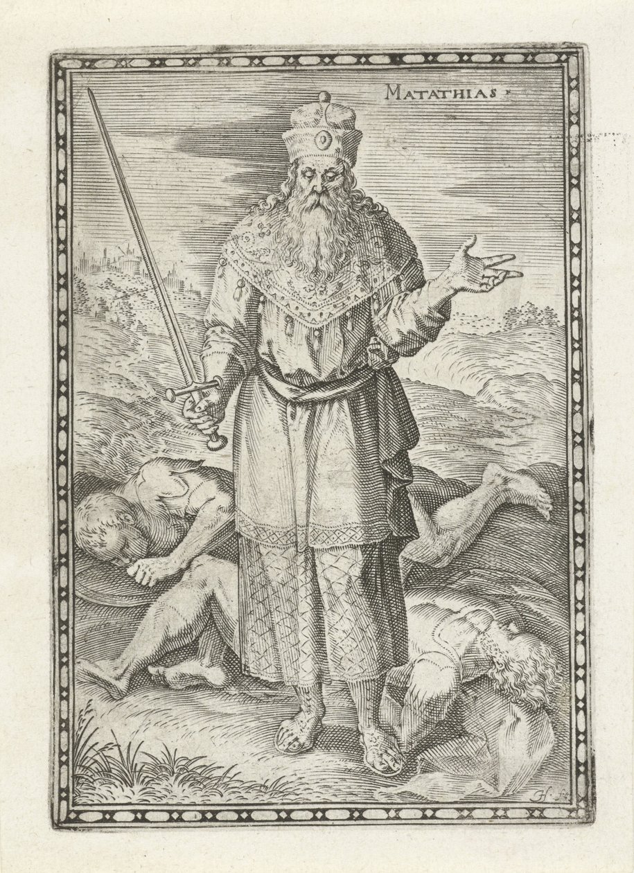 Mattias Matathias (titel på objekt) Gamle Testamentes tegn (serietitel) af Johann Sadeler (I)