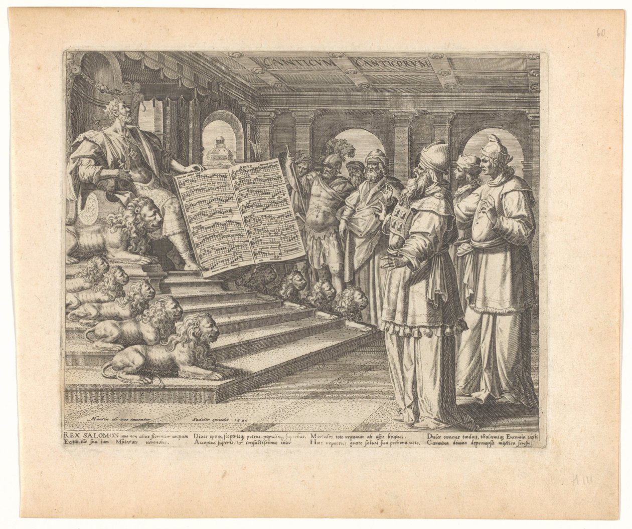 Motettryk og titelblad med Salomon som komponist af Højsangen Canticum Canticorum (titel på objekt) Song of Solomon (serietitel) af Johann Sadeler (I)