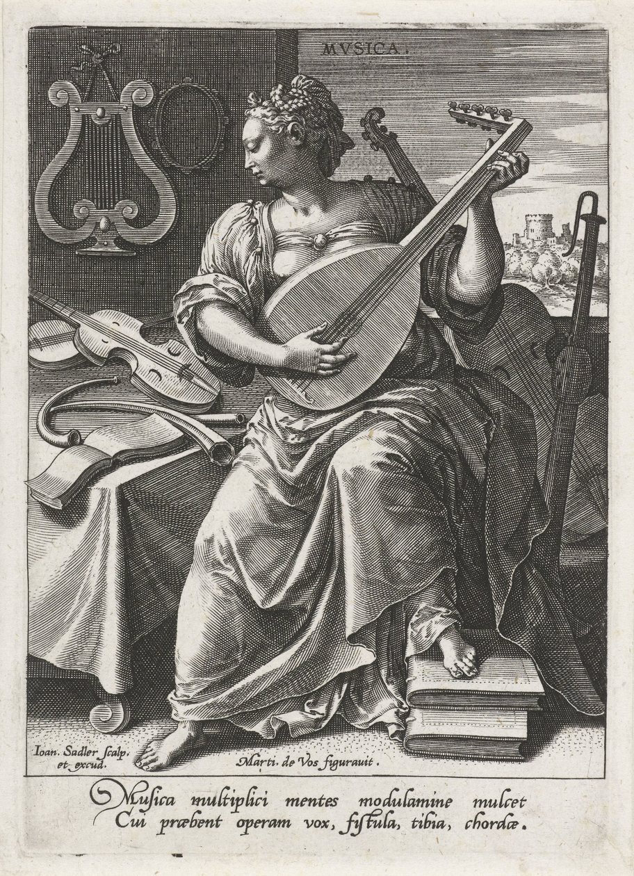 musik Musica (titel på objekt) De syv liberale kunster (artes liberales) (serietitel) af Johann Sadeler (I)