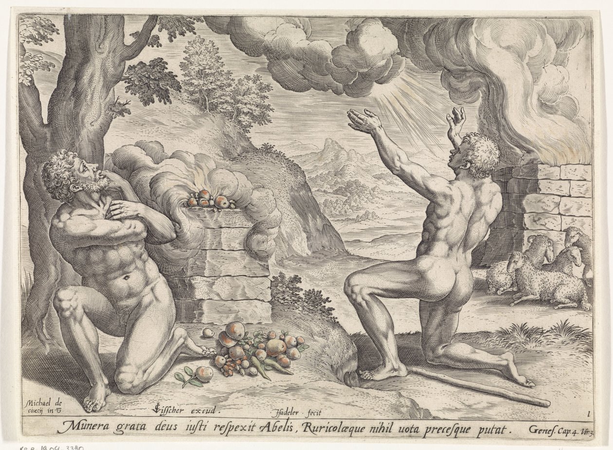 Kains og Abels offer Historien om Kain og Abel (serietitel) af Johann Sadeler (I)