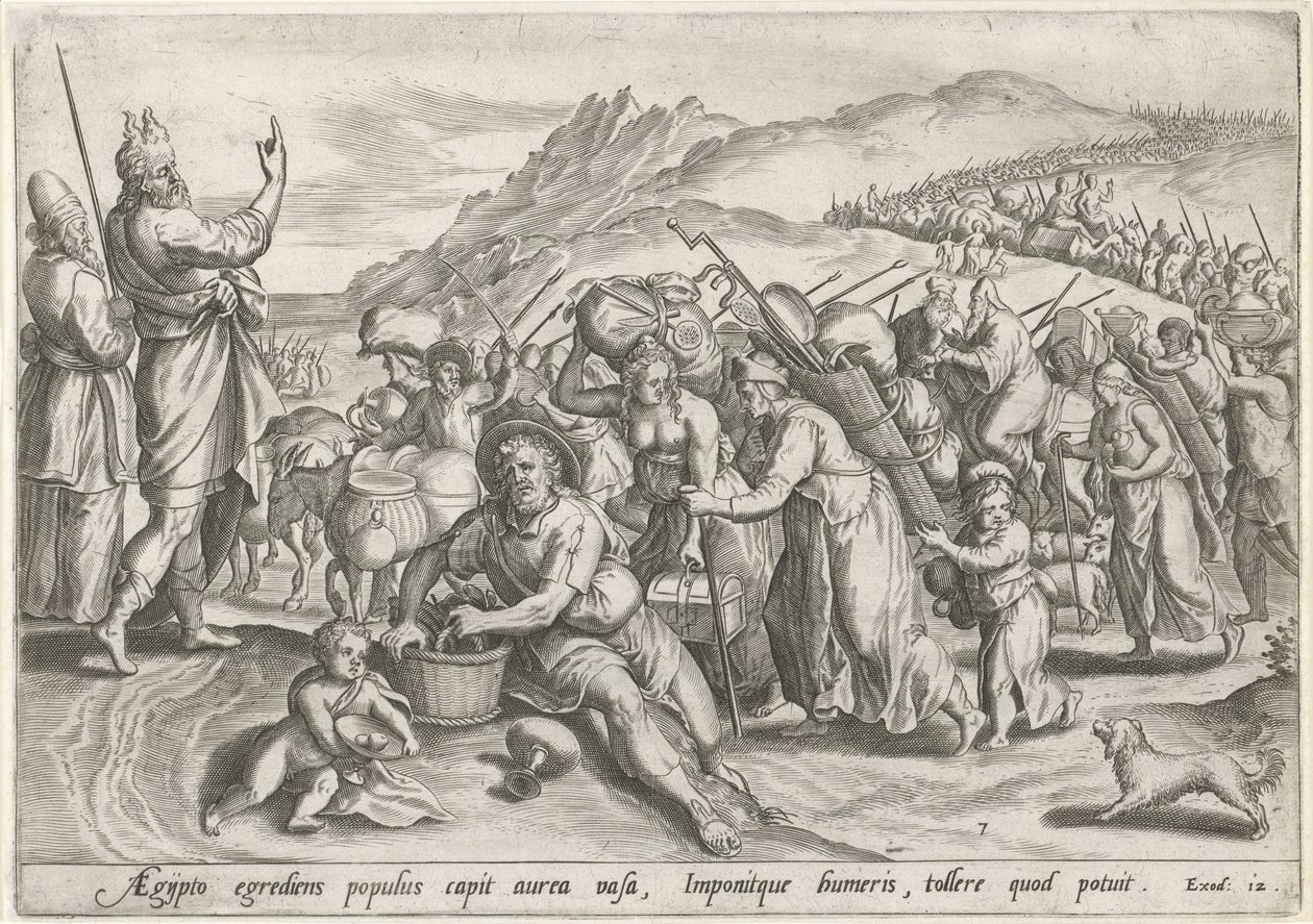 Udvandring fra Egypten Historien om Moses før udvandringen (serietitel) Historia plagarum in Aegijpto (serietitel) af Johann Sadeler (I)