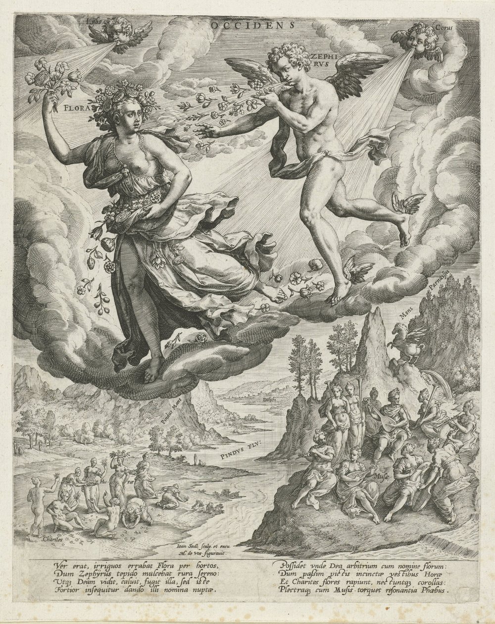vestenvind Occidens (titel på objekt) De fire vinde (serietitel) af Johann Sadeler (I)