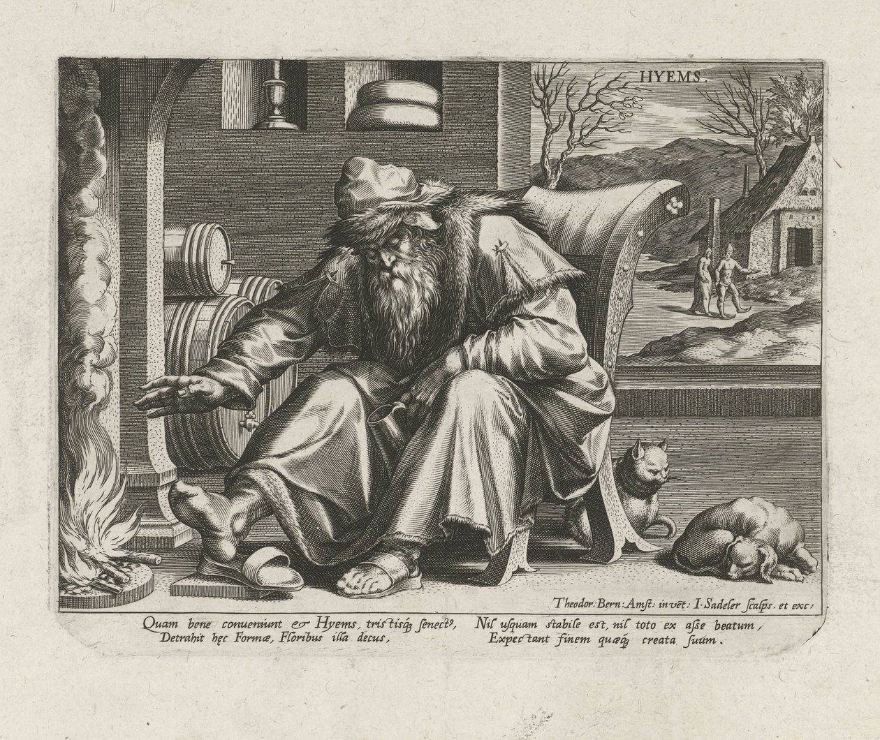 Vinter Hyems (titel på objekt) De fire årstider (serietitel) af Johann Sadeler (I)