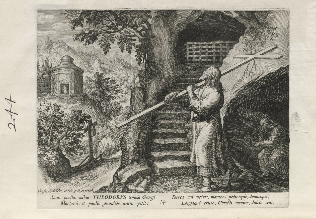 Theodorus, planche 14 af 25 fra serien Trophaeum Vitae Solitariae (mandlige eneboere) af Johann Sadeler I