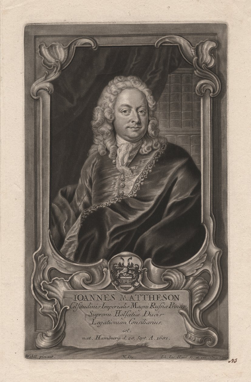 Johann Mattheson, graveret af Johann Jakob Haid (1704-67), ca. 1744 (mezzotint) af Johann Salomon Wahl