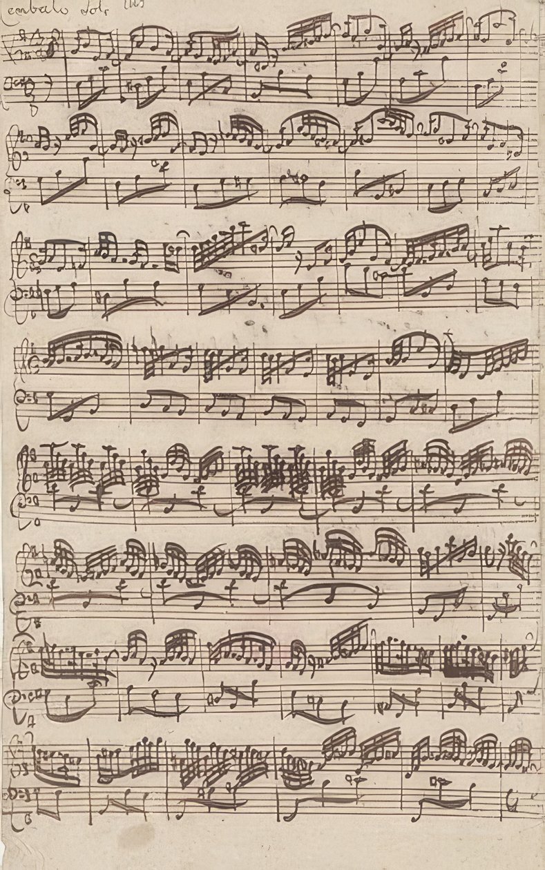 Allegro (cembalo-solo) fra første version af Sonate nr. 6 i G-dur for violin og cembalo obbligato. 1725 af Johann Sebastian Bach