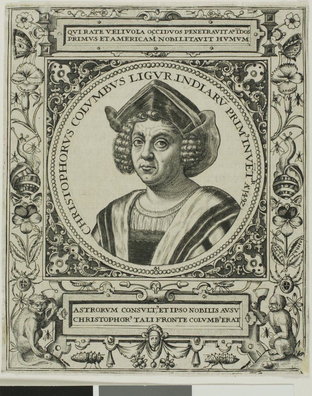 Christopher Columbus, frontispice fra bind 5 af Theodor de Brys Amerika af Johann Theodor de Bry