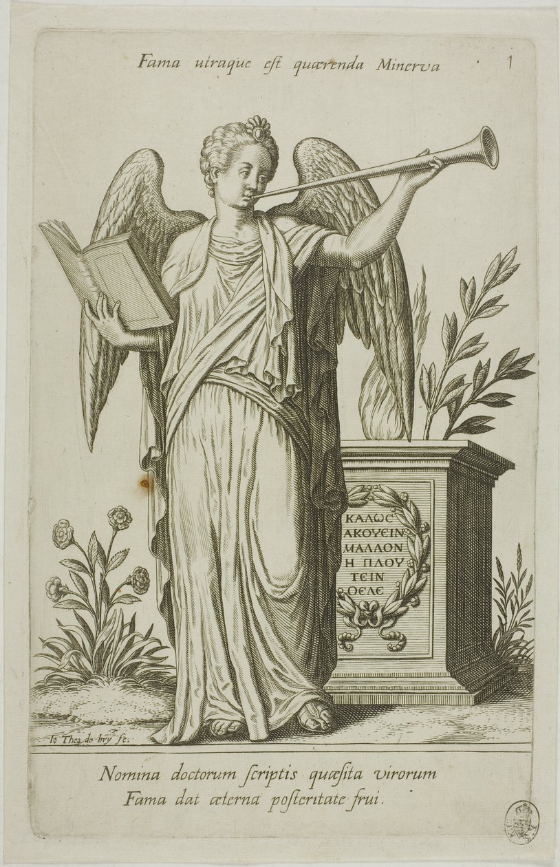 Fame, plade 1 fra Parnassus Biceps af Johann Theodor de Bry