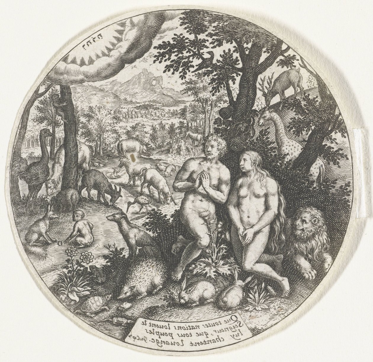 Gud taler med Adam og Eva i Paradis af Johann Theodor de Bry