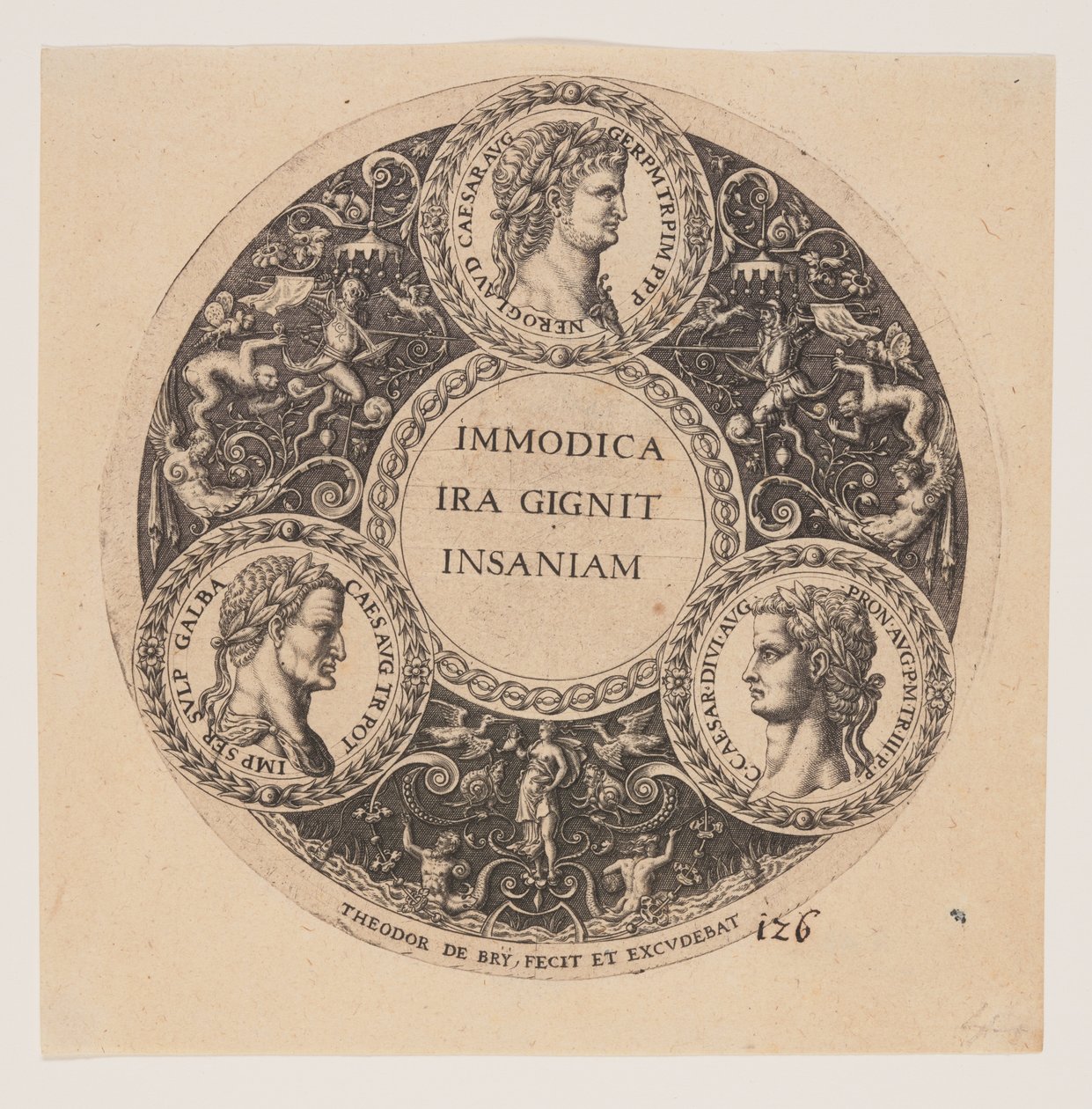 Immodica Ira Gignit Insaniam, design til indretning af Tazze af Johann Theodor de Bry