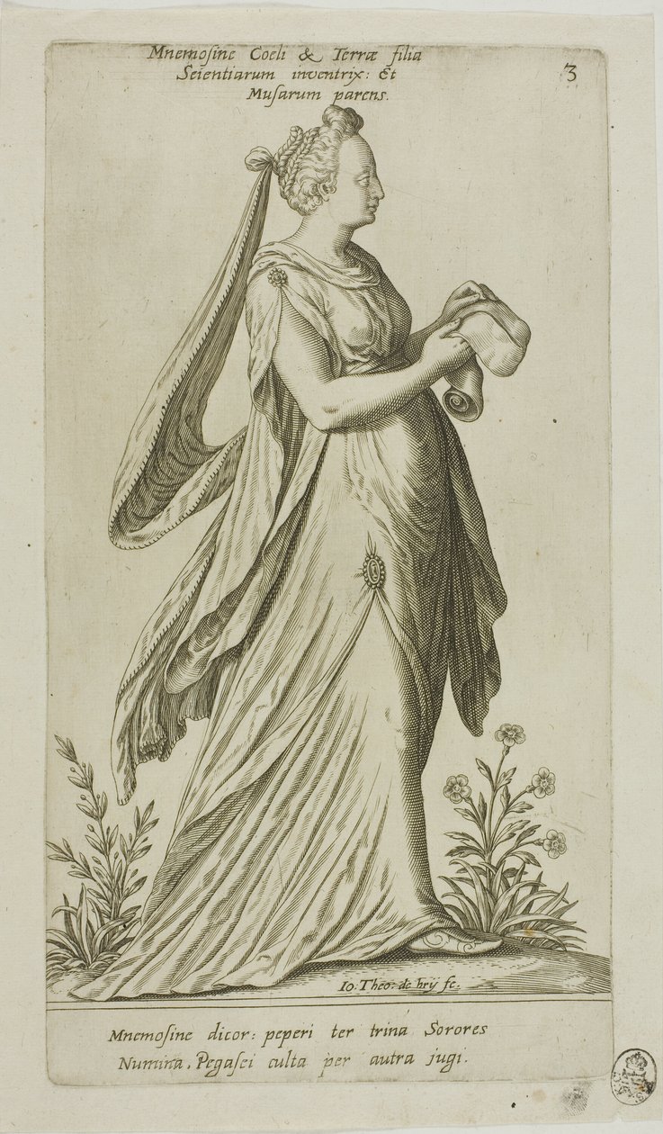 Mnemosine (Memory), plade 3 fra Parnassus Biceps af Johann Theodor de Bry