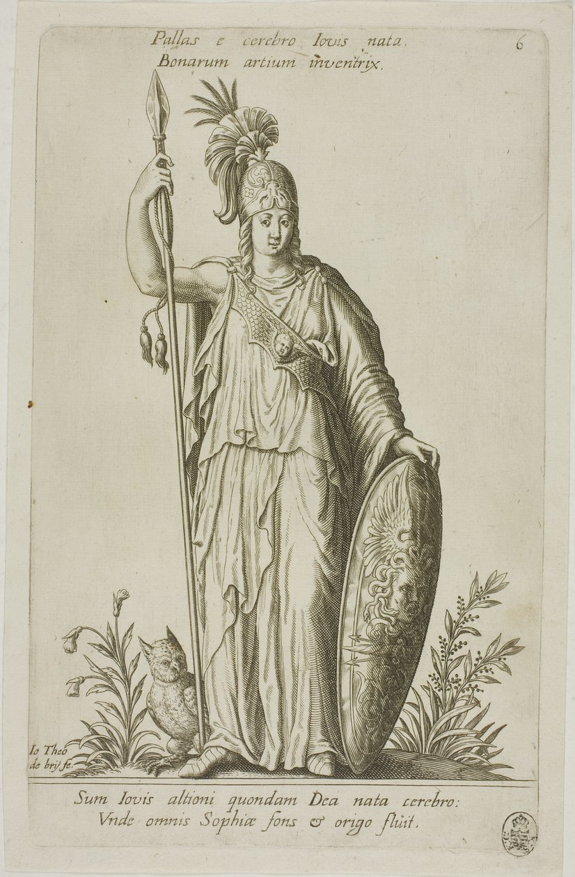 Pallas Athena, plade 6 fra Parnassus Biceps af Johann Theodor de Bry