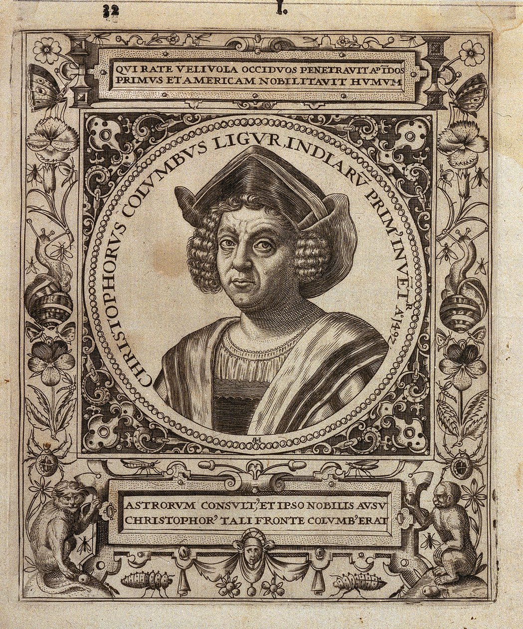 Portræt af Christoffer Columbus af Johann Theodor de Bry