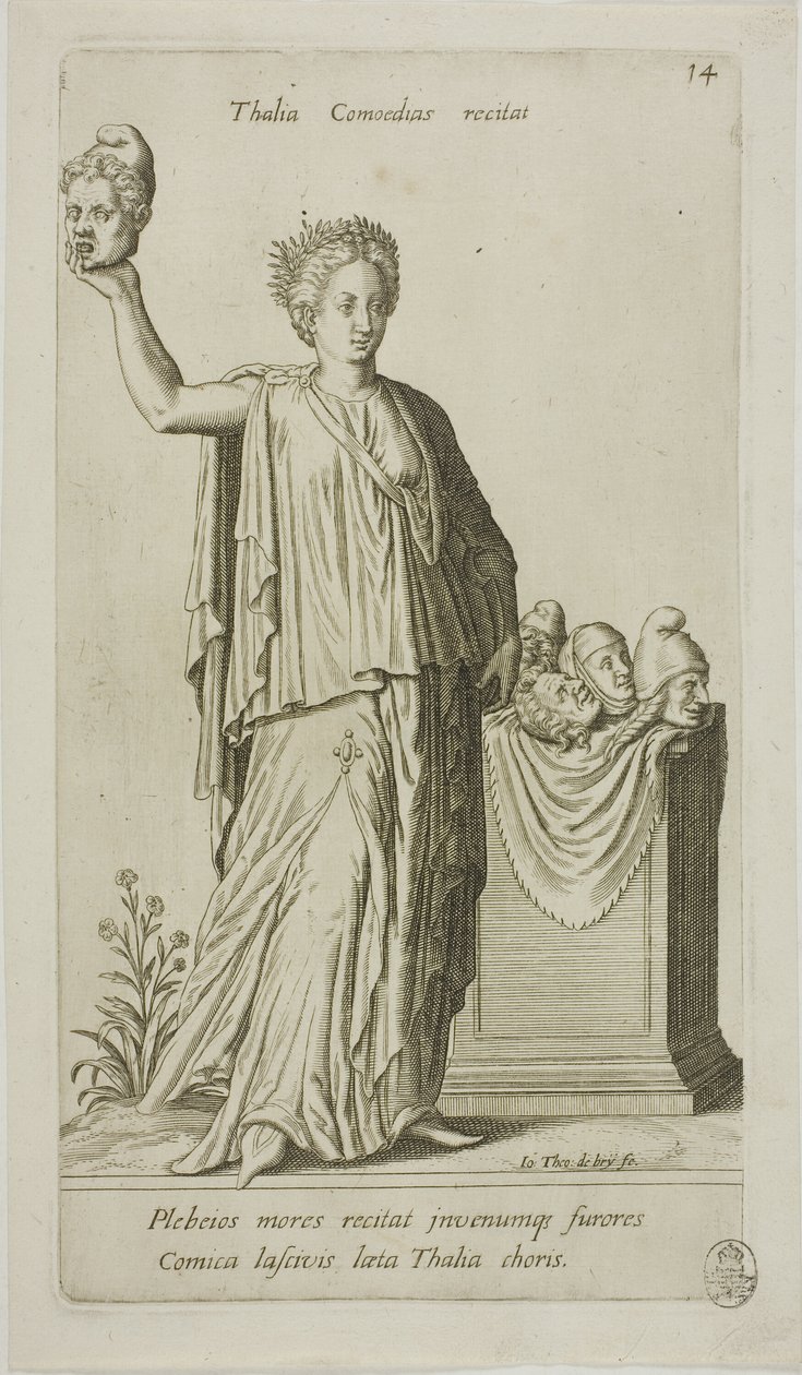 Thalia, komediens muse, plade 14 fra Parnassus Biceps af Johann Theodor de Bry
