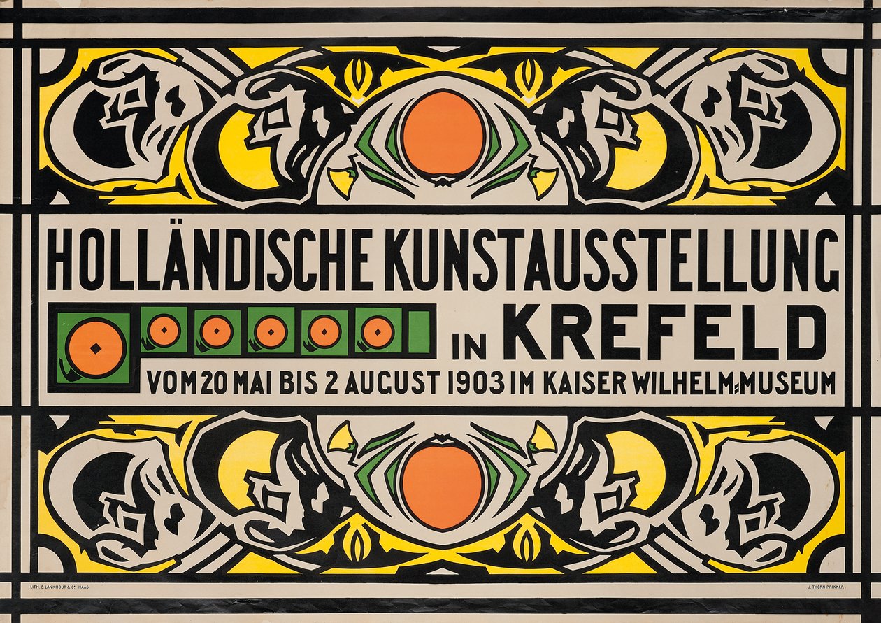 Plakat, der reklamerer for den hollandske kunstudstilling i Krefelds Kaiser Wilhelm Museum af Johan Thorn Prikker