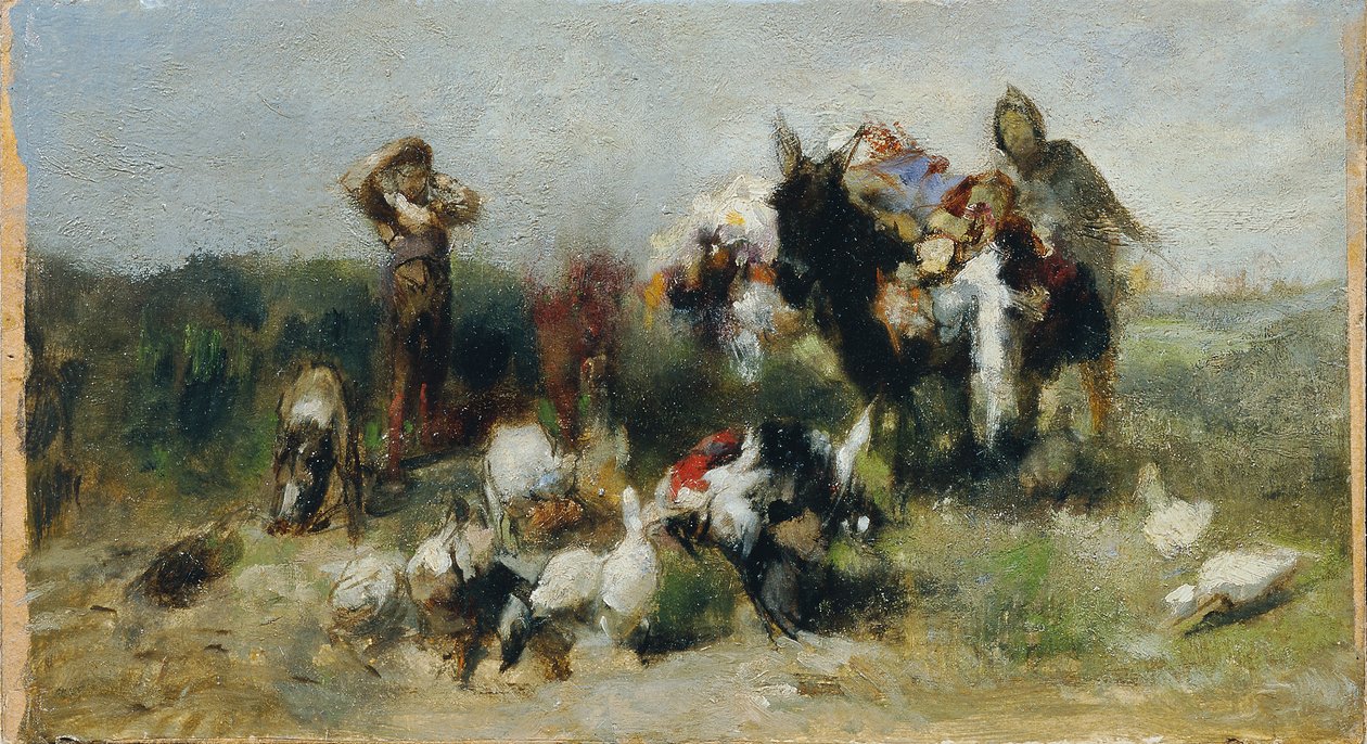 Scene fra Don Quixote (kæmp med fuglene) af Johann  Till der Jüngere
