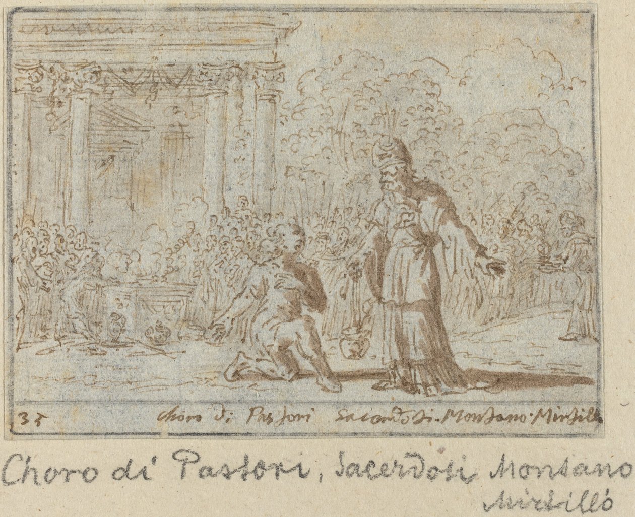Kor af hyrder og præster: Montano, Mirtillo, 1640. af Johann Wilhelm Baur