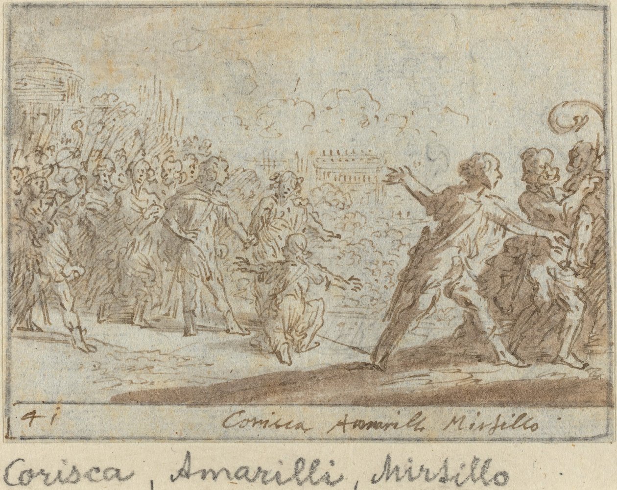 Corisca, Amarilli og Mirtillo af Johann Wilhelm Baur