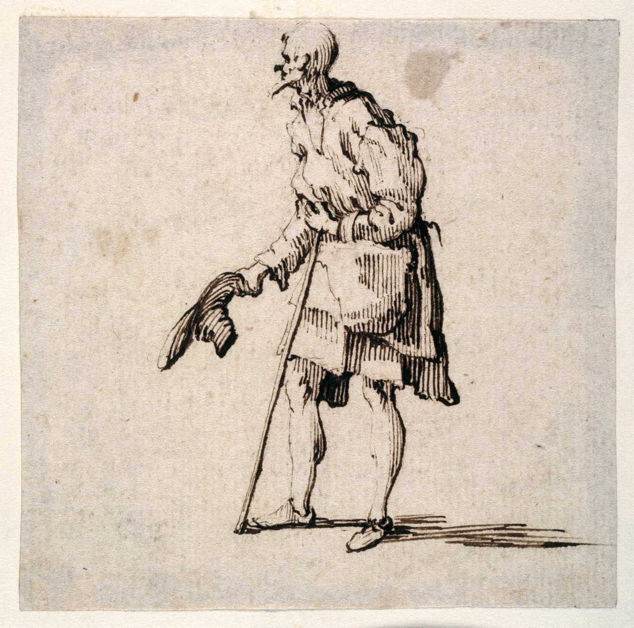 Country Man står og tager sin kasket af (pen og blæk på papir) af Johann Wilhelm Baur