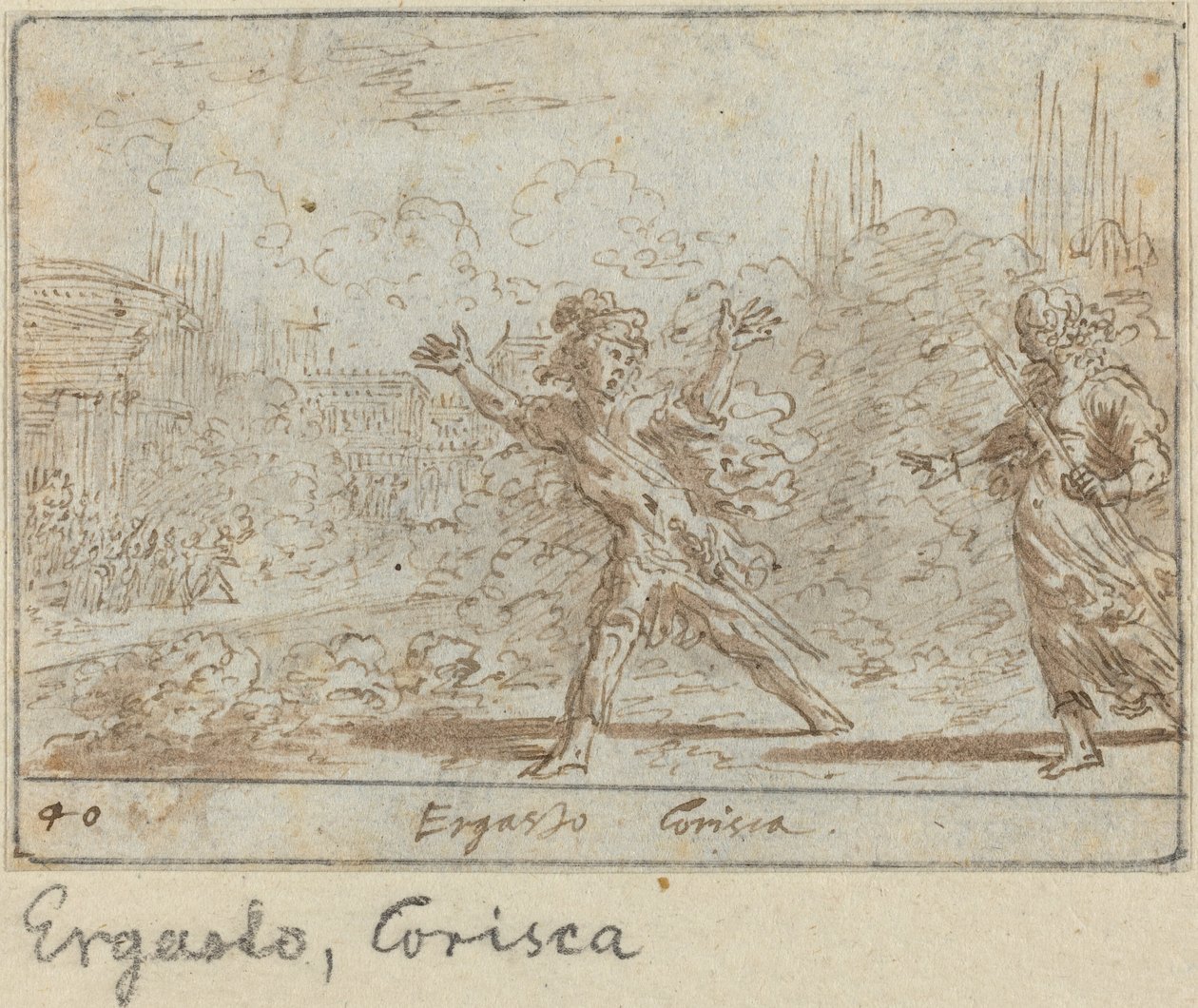 Ergasto og Corisca, 1640. af Johann Wilhelm Baur