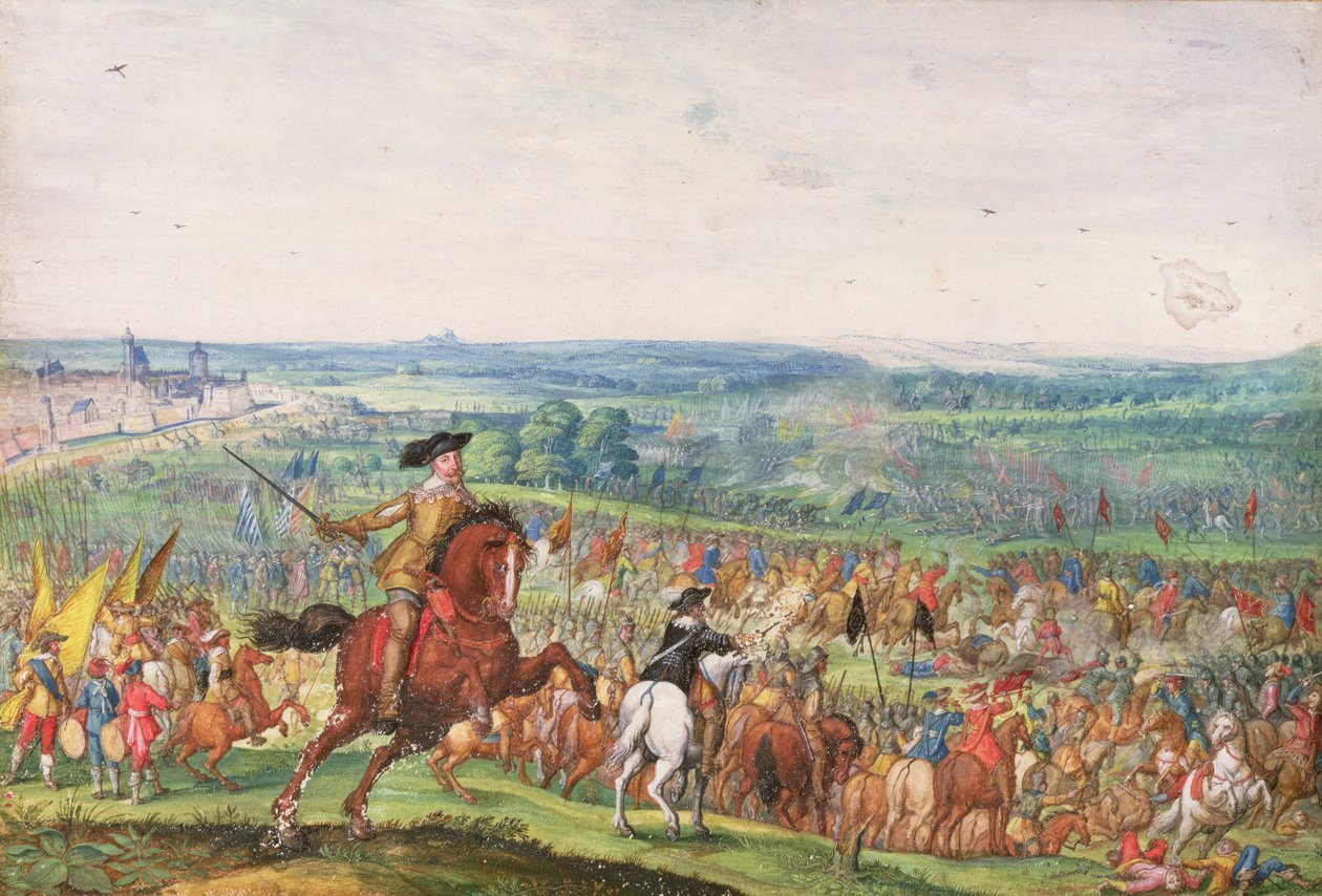 Kong Gustavus Adolphus i slaget ved Lutzen af Johann Wilhelm Baur