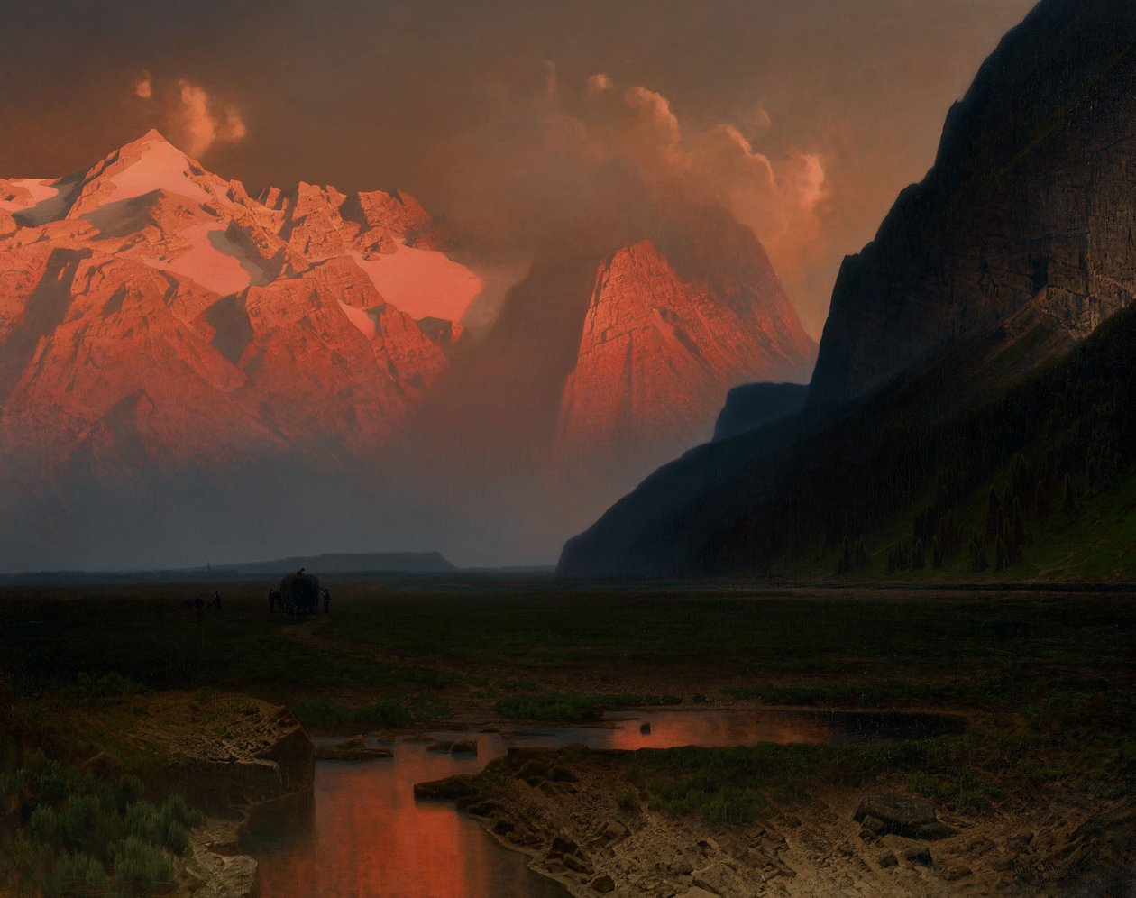 Loisach-dalen i de bayerske alper, ca. 1871 (olie på lærred) af Johann Wilhelm Julius Kohnholz