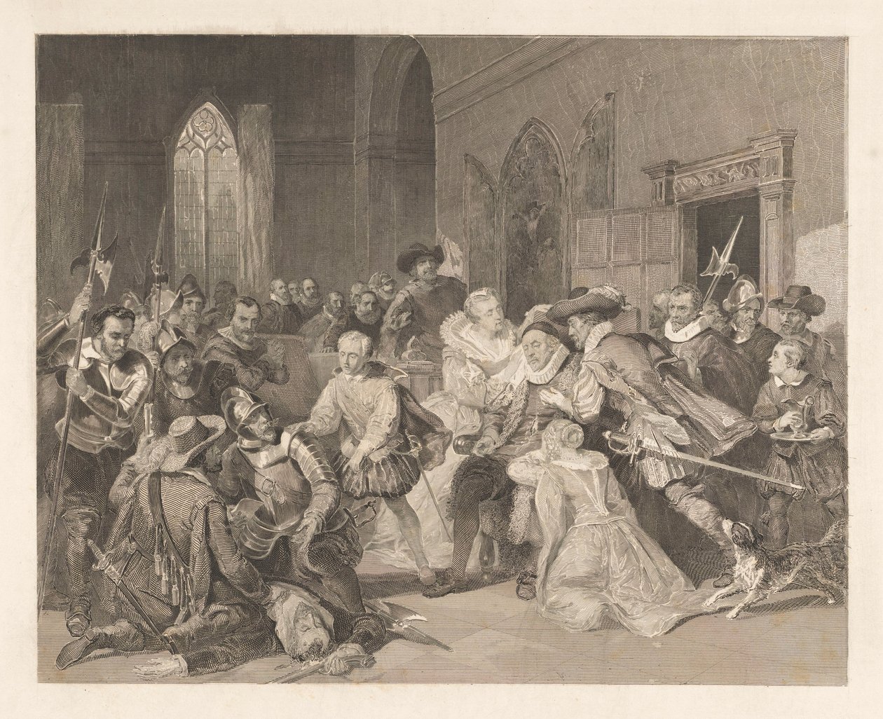 Jean de Jaureguis angreb på prins William I den 18. marts 1852 af Johann Wilhelm Kaiser (I)