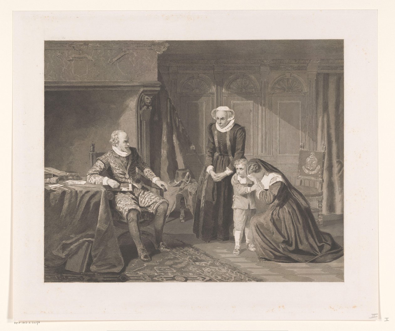 Reinier van Oldenbarnevelts mor, kone og søn beder Maurits om nåde, 1623 af Johann Wilhelm Kaiser (I)