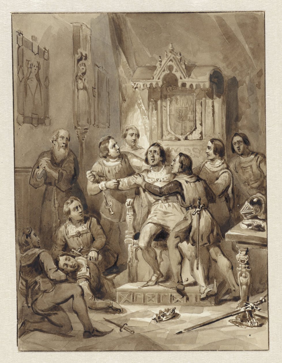 Grev William V bliver sindssyg og myrder Gerrit van Wateringen, 1357 af Johann Wilhelm Kaiser (I)