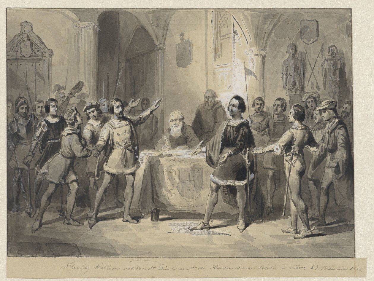 Hertug Willem forbinder med de hollandske adelsmænd og byer af Johann Wilhelm Kaiser (I)