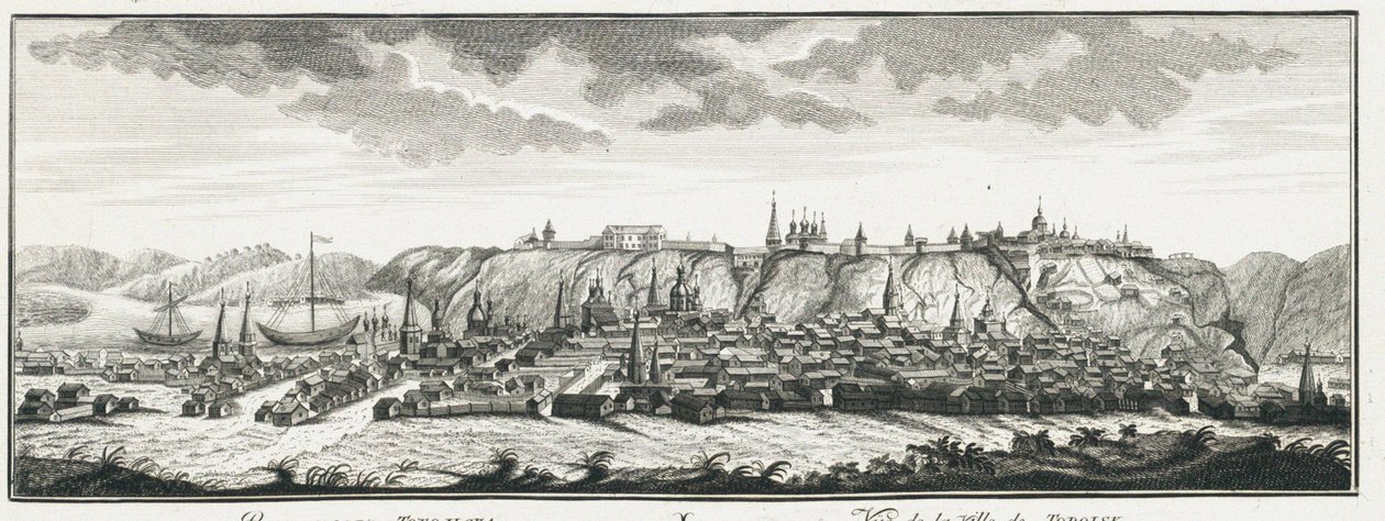 Udsigt over Tobolsk, ca 1735 af Johann Wilhelm Lürsenius