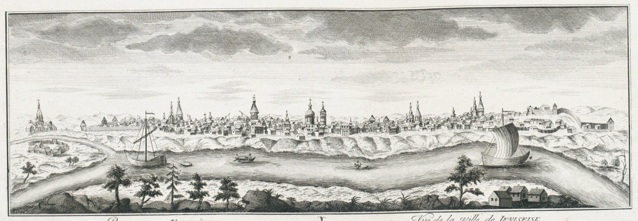 Udsigt over Yeniseysk, ca 1735 af Johann Wilhelm Lürsenius