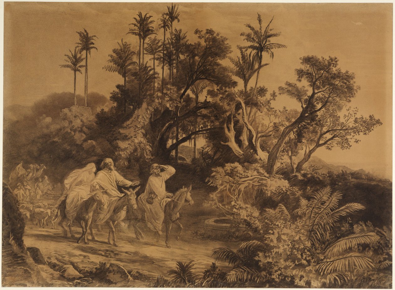 Abrahams indtog i det forjættede land (1. Mosebog 12, 5 ff.) af Johann Wilhelm Schirmer
