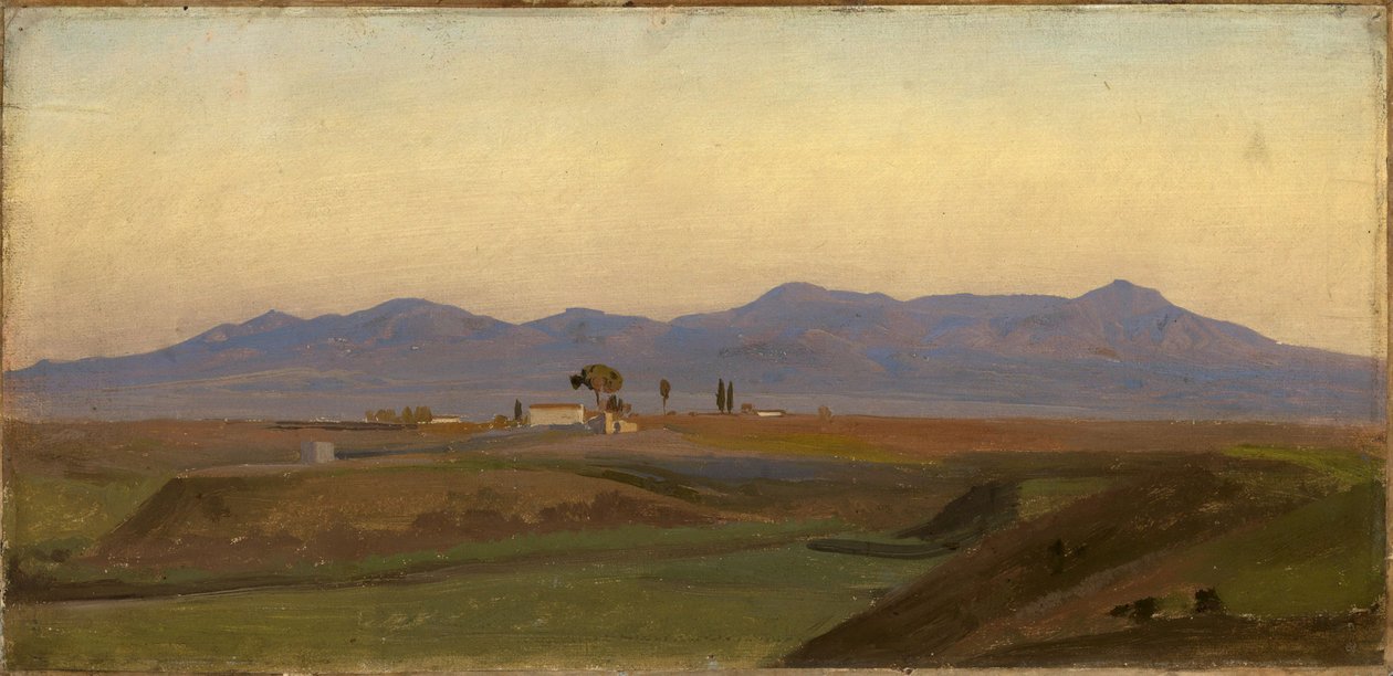Udsigt fra den romerske Campagna mod Sabinerbjergene af Johann Wilhelm Schirmer