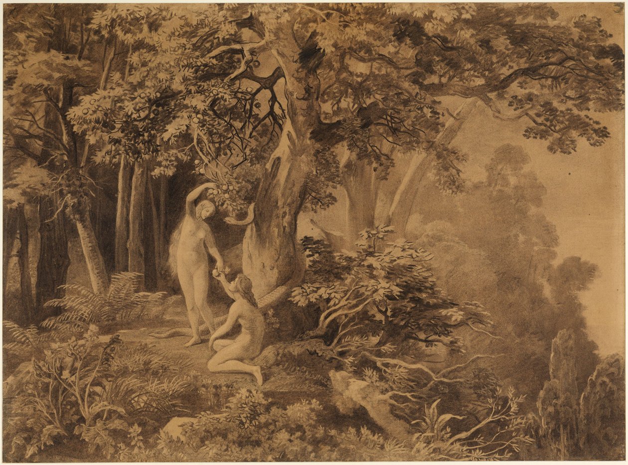 Syndefaldet (1. Mosebog 3, 6) af Johann Wilhelm Schirmer